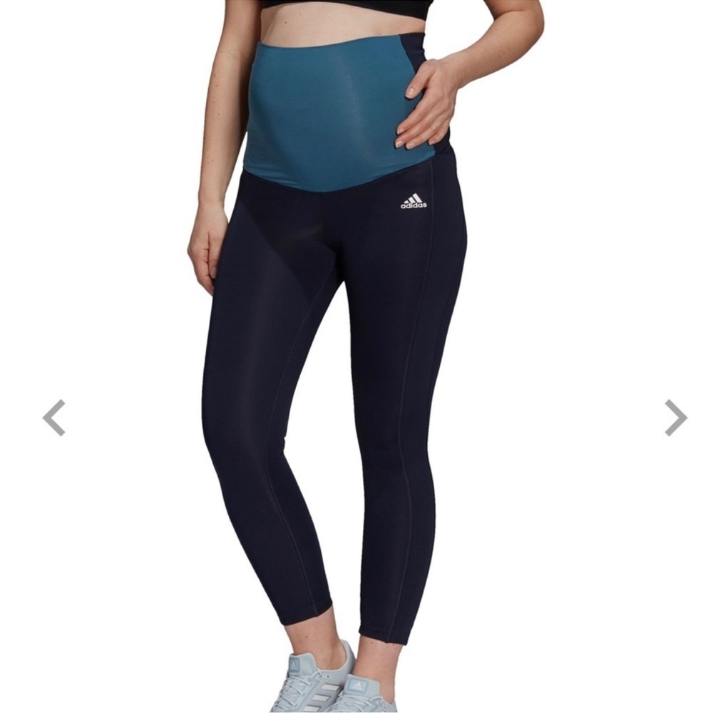 adidas Maternity High-Waist Leggings in Teal & Black